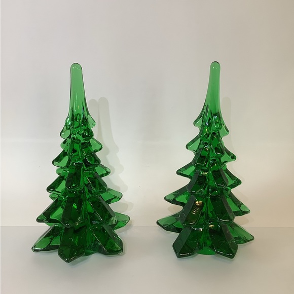 Holiday 2 Vintage Solid Green Glass Christmas Trees Poshmark
